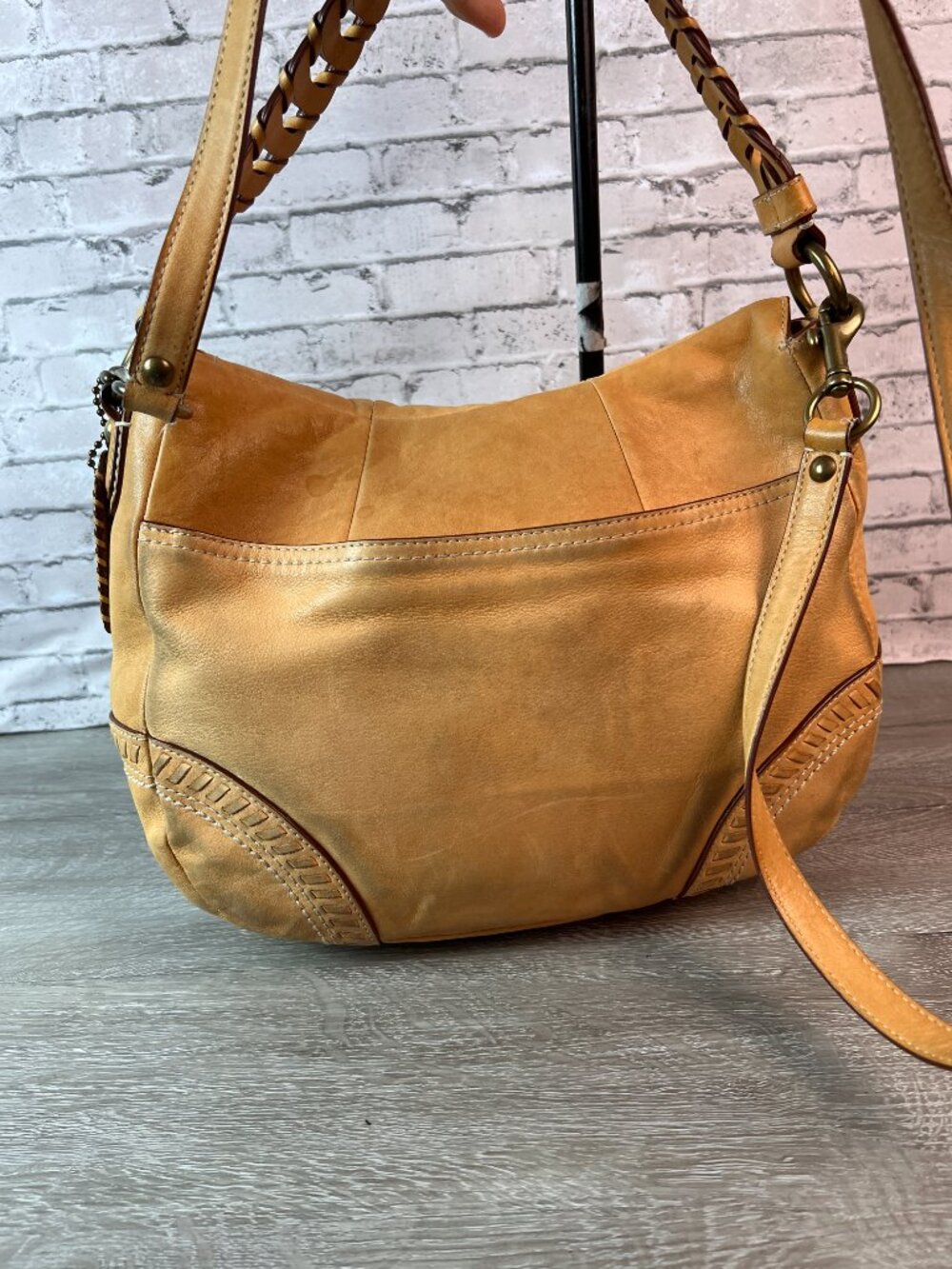 Limited Rare Coach Poppy Whipstitch 19004  Vachetta Tan Leather Bag Braided - Picture 4 of 7